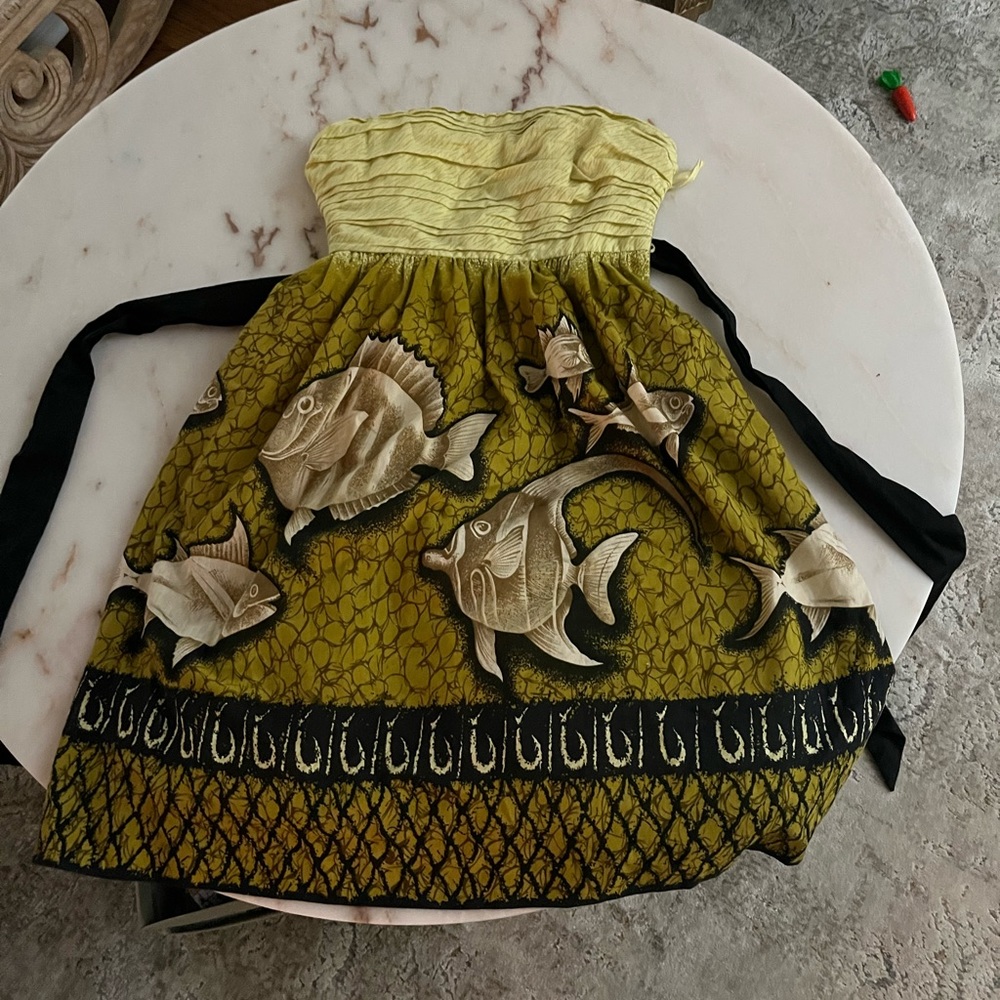 Anthropologie strapless fish pattern dress size 0.